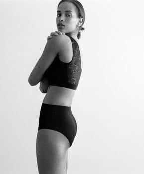 SOFTSTRETCH PADDED TOP LACE HIGH WAIST BRIEF BLACK